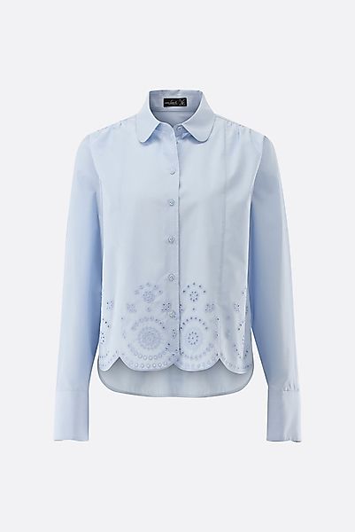 Hemdbluse aus Popeline mit Lochstick-Saum günstig online kaufen