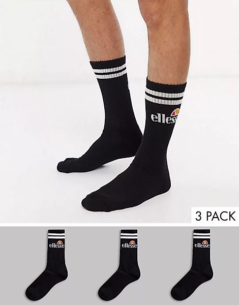 Ellesse – Sportsocken für Herren mit Logo in Schwarz, 3er-Pack günstig online kaufen