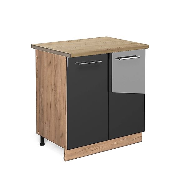 Vicco Spülenunterschrank Fame-Line Anthrazit Hochglanz/Goldkraft Eiche 80 c günstig online kaufen