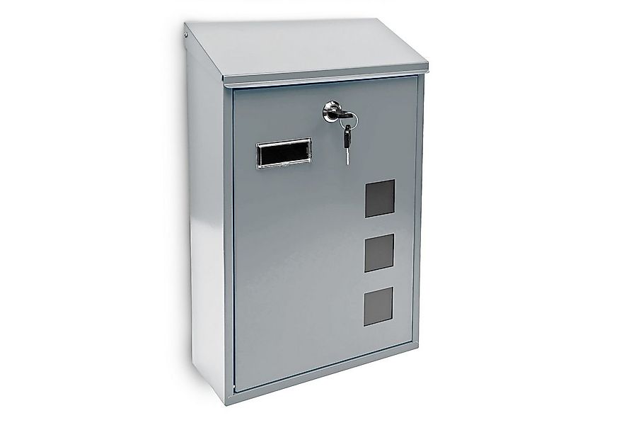 relaxdays Briefkasten 3 Fenster Farbauswahl, silber günstig online kaufen