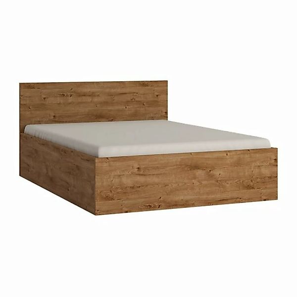 Bett Doppelbett 140 cm mit aufklappbarem Lattenrost in Eiche Nb. FORTALEZA- günstig online kaufen