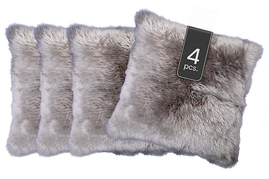 Home4You Kissenhülle, 50 x 50 cm, Grau, echtes Schaffell, Polyester, (4 Stü günstig online kaufen