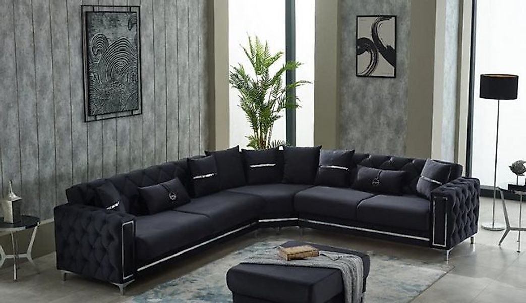 JVmoebel Ecksofa Ecksofa L form Sofa Polstersofa Stoffsofa Schwarz Couch Mo günstig online kaufen