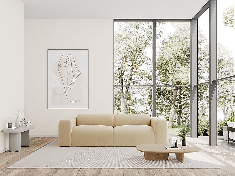 Sofa 4-Sitzer - Strukturstoff - Beige - POGNI von Maison Céphy günstig online kaufen