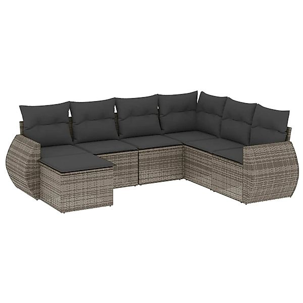 vidaXL 7-tlg Garten-Sofagarnitur mit Kissen Grau Poly Rattan Modell 68 günstig online kaufen