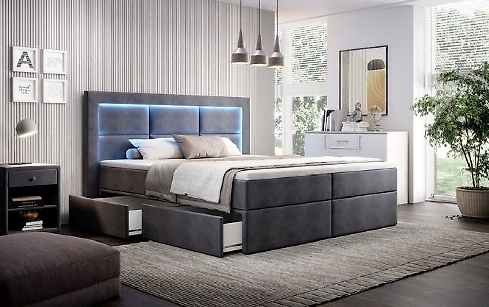 Lukas Möbel Boxspringbett Boxspringbett Aston mit Bettkasten und 16-Farben- günstig online kaufen