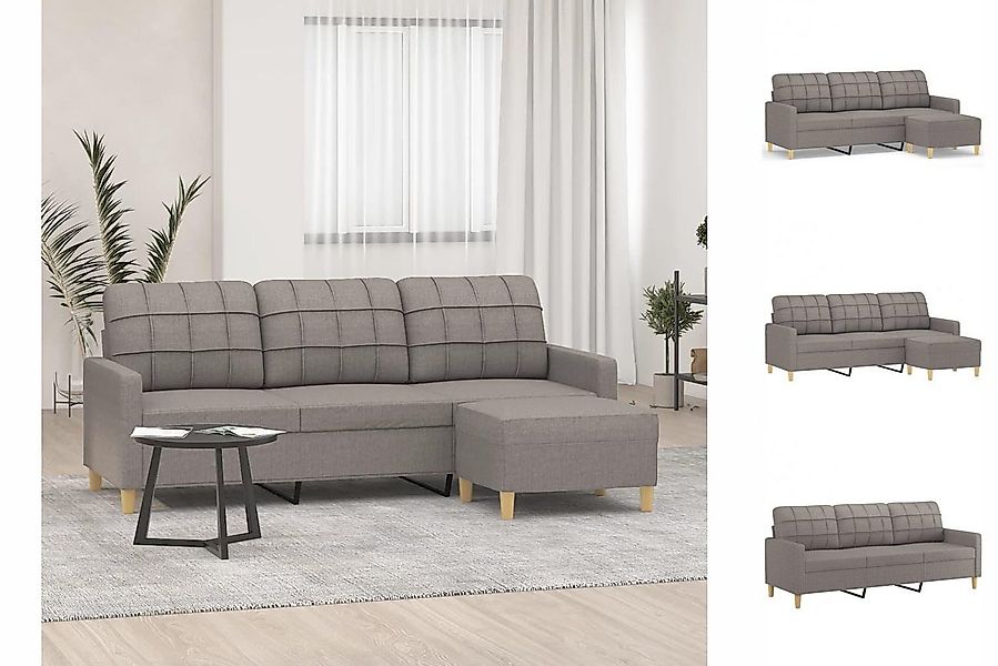 vidaXL Sofa 3-Sitzer-Sofa mit Hocker Taupe 180 cm Stoff günstig online kaufen