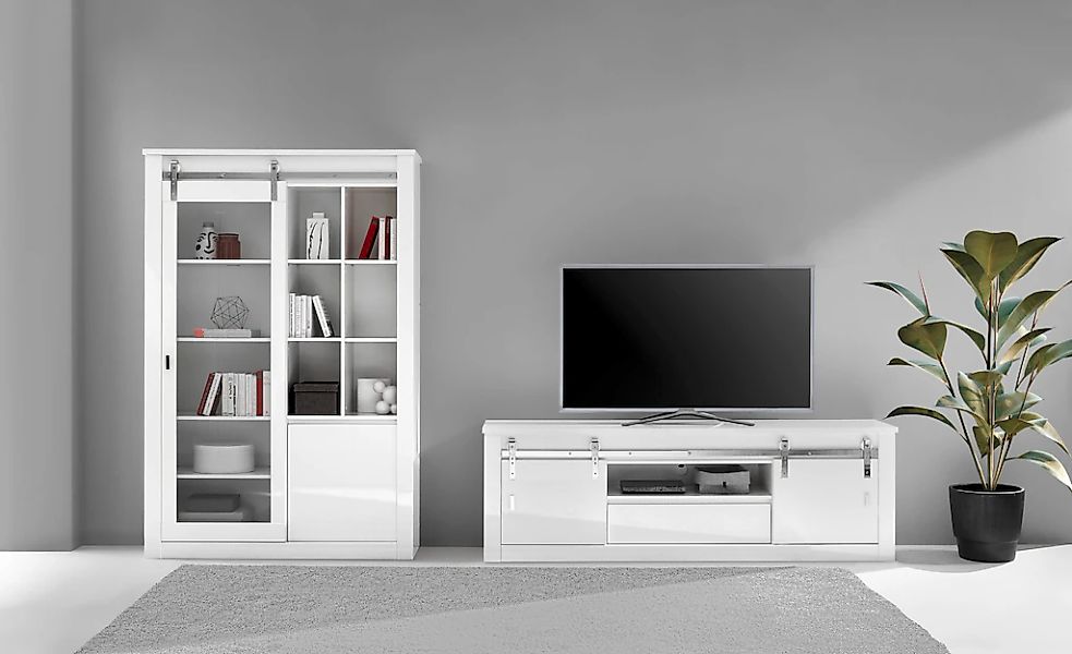 Home affaire Wohnwand "Daytona, moderne Anbauwand, Wohnzimmer-Set in Weiß H günstig online kaufen