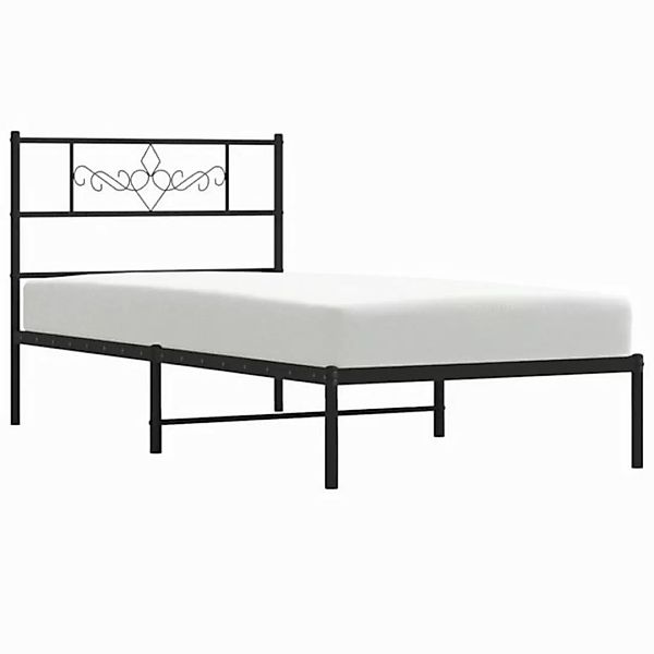 furnicato Bettgestell mit Kopfteil Metall Schwarz 90x190 cm (1-tlg) günstig online kaufen