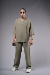 Denim Distriqt Freizeitanzug Feiner Leinen Oversized günstig online kaufen