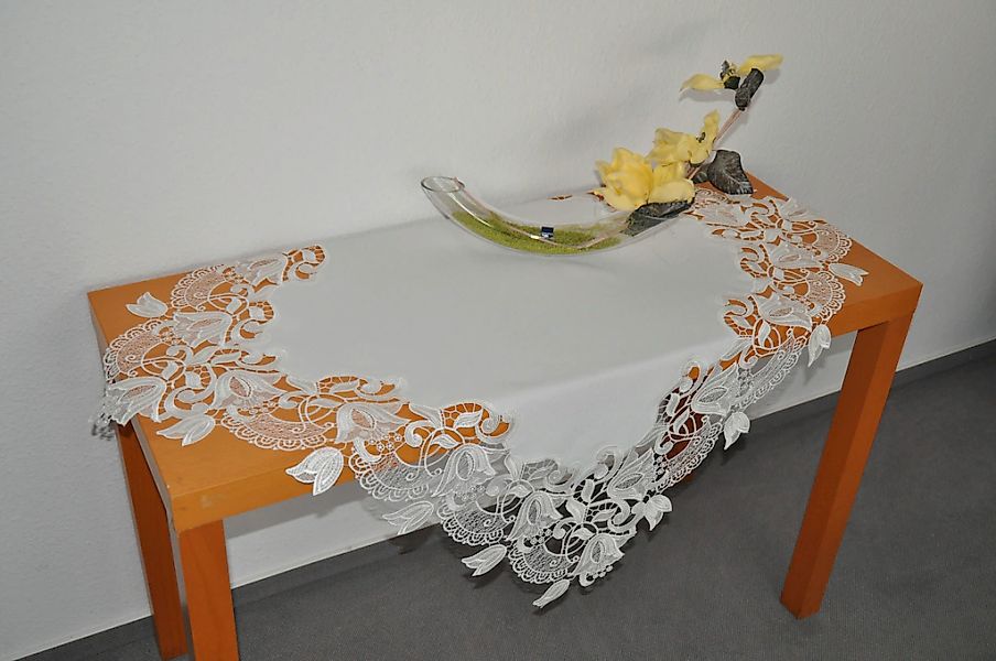 Stickereien Plauen Mitteldecke "Tischdecke Tulpenzauber" Plauener Spitze, M günstig online kaufen
