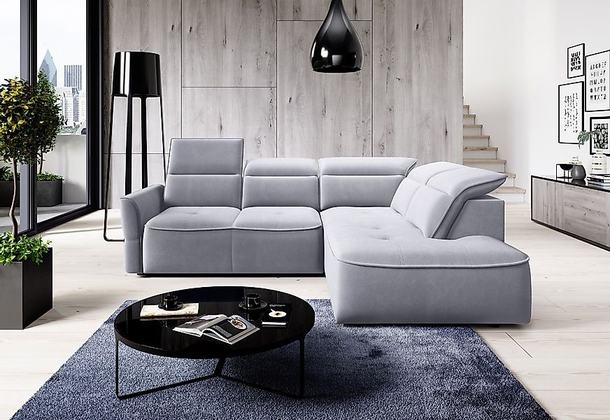 WOHNKLUSIV Ecksofa Ecksofa L Form RIVA mit elektrischer Sitztiefenverstellu günstig online kaufen