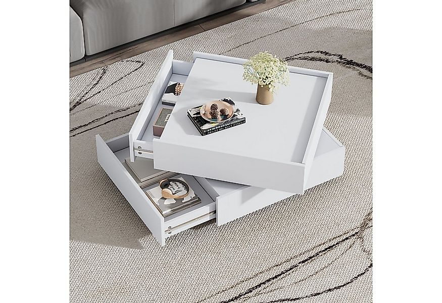 MODFU Couchtisch 360° drehbare Tischplatte (Satztisch, Wohnzimmertisch Beis günstig online kaufen