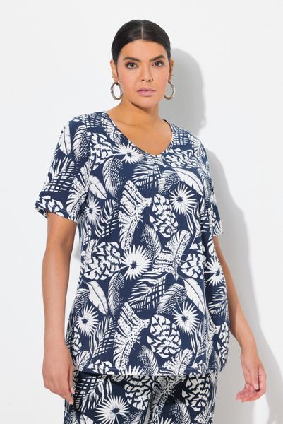 Ulla Popken T-Shirt T-Shirt Federn A-Linie günstig online kaufen
