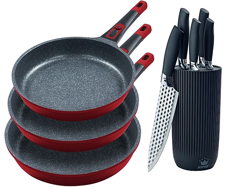 KING Pfannen-Set ""Moonscape 3er", inkl. Messer-Set" Aluminiumguss Set, 3 P günstig online kaufen