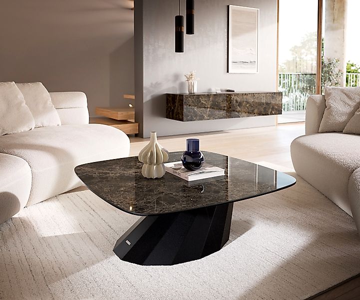 Couchtisch Edge Boot 90x90 cm Keramik Laminam® Emperador Extra Lucidato Dun günstig online kaufen