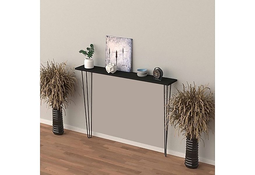 en.casa Konsolentisch, »Kokemäki« Flurregal mit Hairpinlegs 82x120x18 cm Sc günstig online kaufen