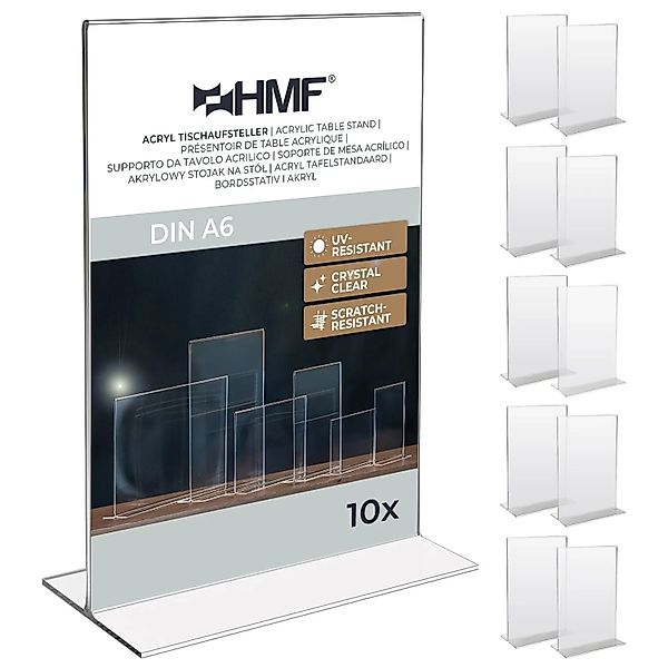 HMF 46920 10er Set Acryl Tischaufsteller Gerade DIN A6 Hochformat Glasklar günstig online kaufen