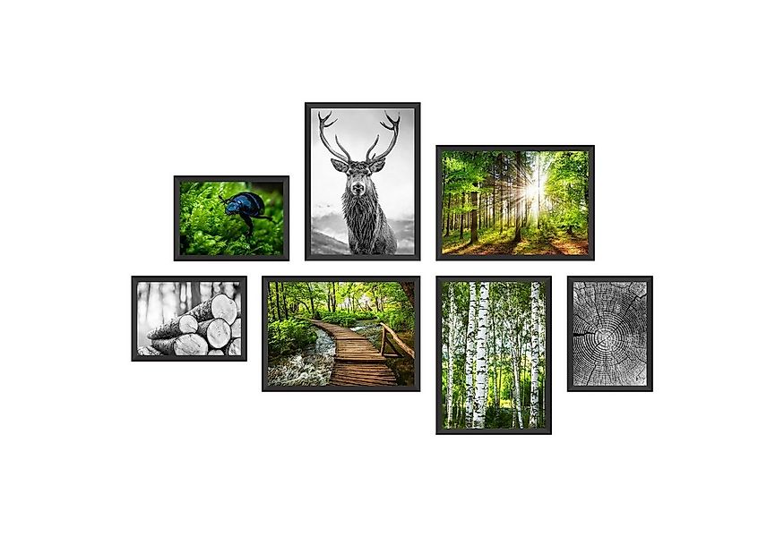 WallSpirit Poster Poster Set "Wald" – 7 Motive beidseitig bedruckt – OHNE R günstig online kaufen
