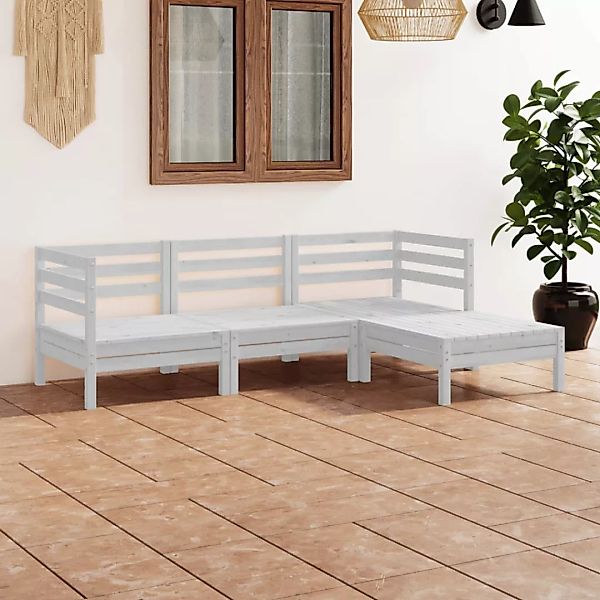 4-tlg. Garten-lounge-set Massivholz Kiefer Weiß günstig online kaufen