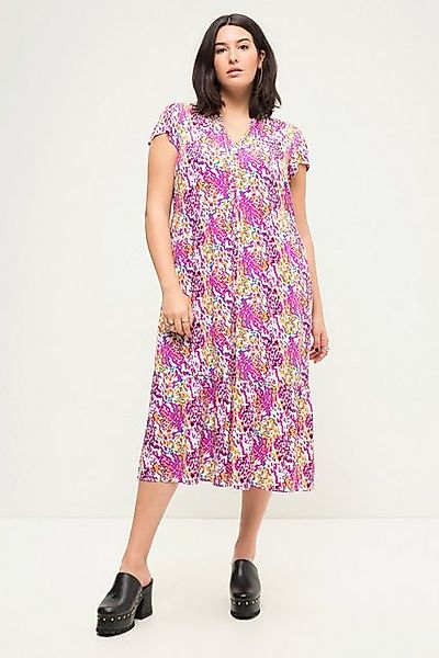 Studio Untold Midikleid Midikleid A-Line Colorprint Rundhals Cup-Ärmel günstig online kaufen