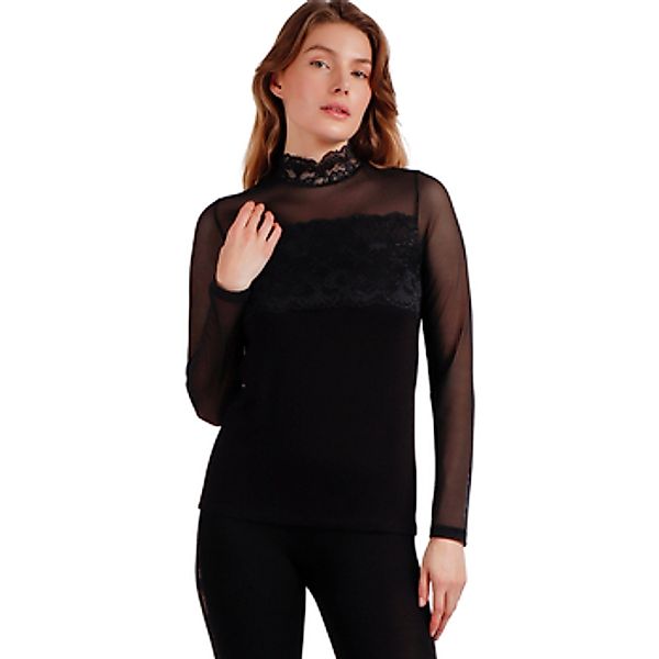 Admas  Blusen Top mit langen Ärmeln Tüll und Spitze Stehkragen Christmas günstig online kaufen