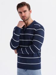 OMBRE Langarm-Poloshirt Horizontal gestreiftes Herren-Polo-Longsleeve mit günstig online kaufen