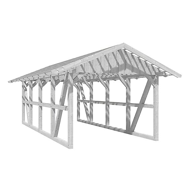 Skan Holz Carport Schwarzwald mit Dachlattung 424 x 772 cm Weiß günstig online kaufen