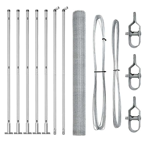 vidaXL Zaunpfosten Silber 10 x 1,5 m 13 mm Maschenweite Stahl 3353774 günstig online kaufen