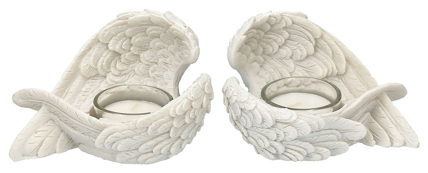 Figuren Shop GmbH Teelichthalter Teelichthalter - Engelsflügel 2er Set - Fa günstig online kaufen