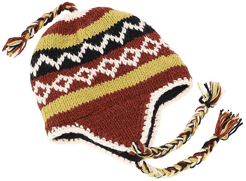 Guru-Shop Strickmütze Wollmütze mit Ohrenklappen, Norwegermütze - braun günstig online kaufen