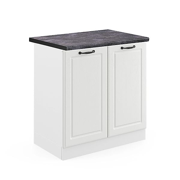 Vicco Spülenunterschrank R-Line Weiß Landhaus/Weiß 80 cm AP Anthrazit günstig online kaufen