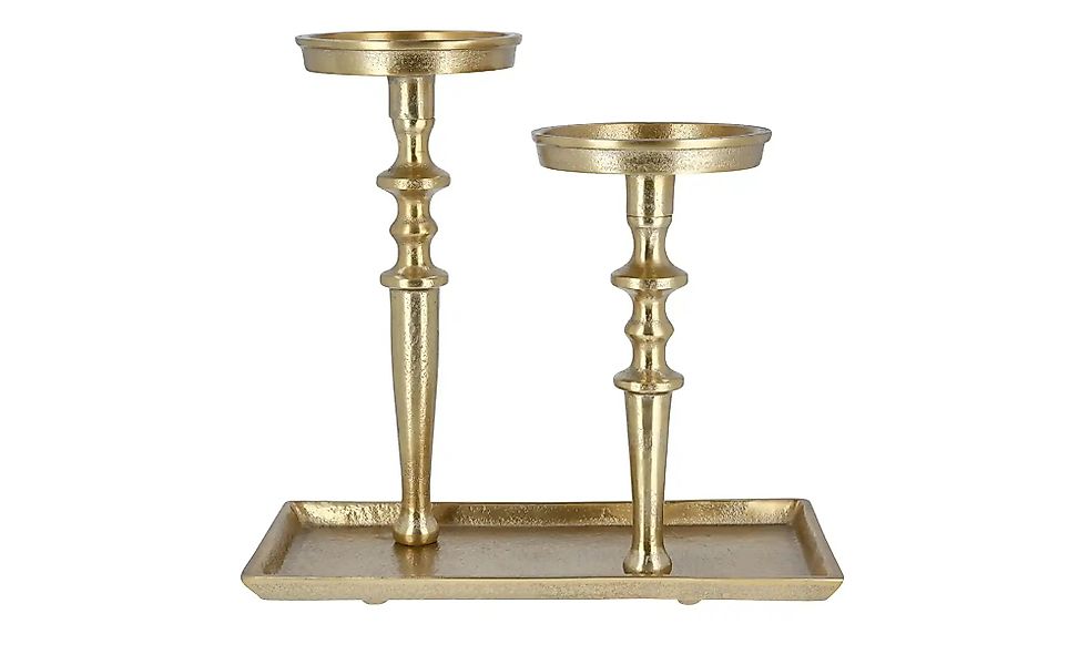 HOME STORY 2er Kerzenständer   ¦ gold ¦ Aluminium ¦ Maße (cm): B: 29,5 H: 2 günstig online kaufen