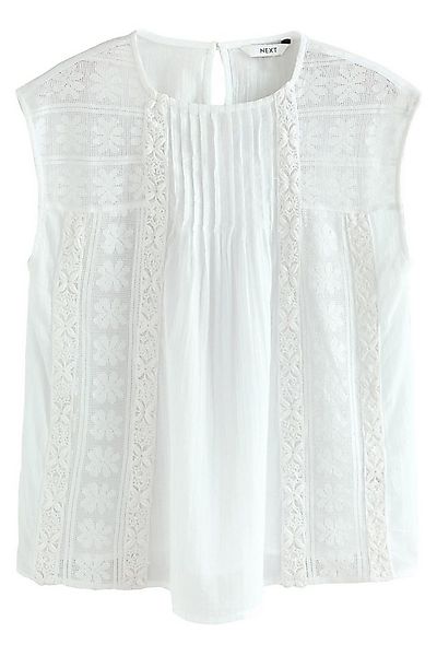 Next Blusentop Ärmellose Bluse mit Biesen, Mesh und Stickerei (1-tlg) günstig online kaufen