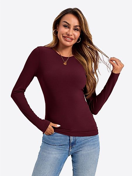 Imily Bela T-Shirt Damen Langärmliges Top mit aus Rippstrick (Packung, 1-tl günstig online kaufen