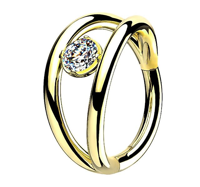 Taffstyle Nasenpiercing Doppel Ring Septum Piercing Scharnier Kristall Gold günstig online kaufen
