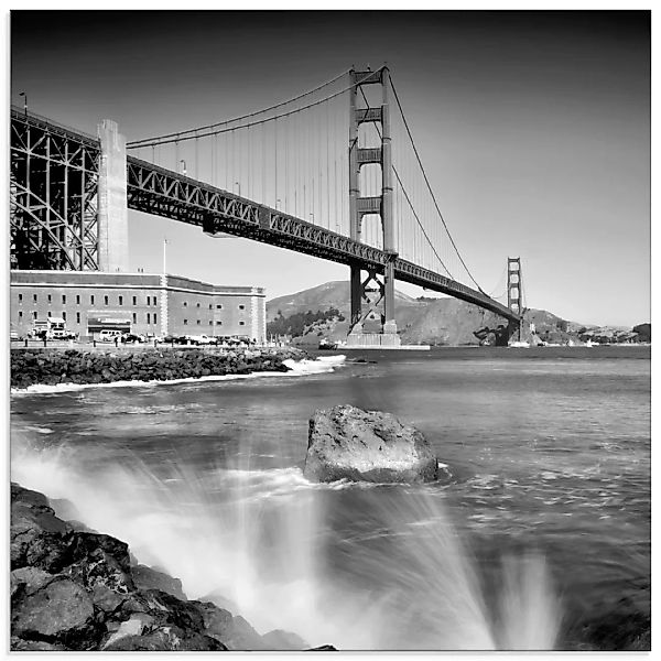 Artland Glasbild "Golden Gate Bridge mit Brandung", Amerika, (1 St.) günstig online kaufen