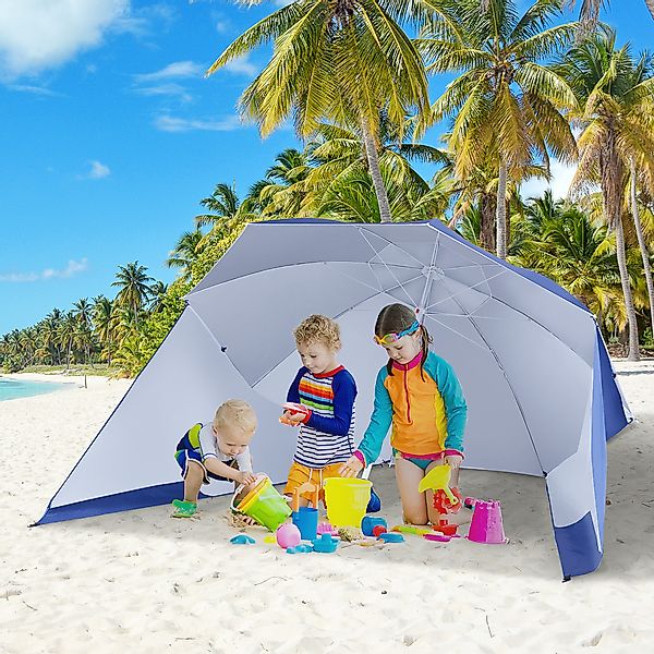 Outsunny Sonnenschirm Strandmuschel, Metall, Polyester mit günstig online kaufen