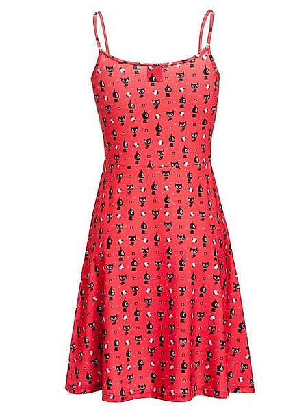 Pussy Deluxe Kitty Cupcake Love Damen A-Linien-Kleid rot allover günstig online kaufen