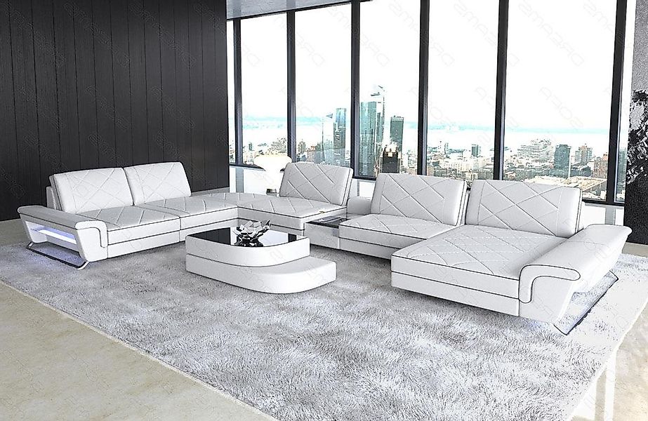 Sofa Dreams Wohnlandschaft Sofa Leder Bari XXL U Form Ledersofa, Couch, mit günstig online kaufen