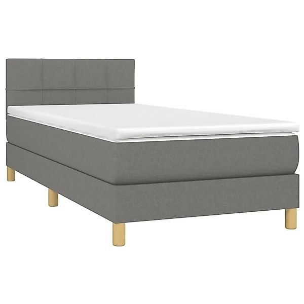 vidaXL Boxspringbett mit Matratze & LED Dunkelgrau 90x190 cm Stoff 3133678 günstig online kaufen