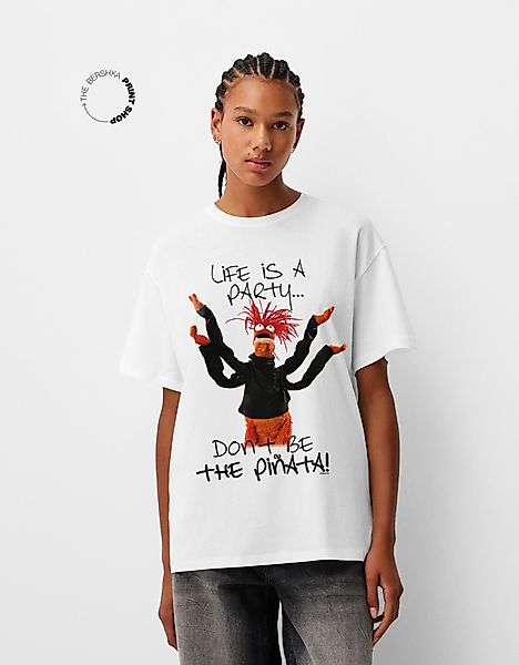 Bershka Oversize-T-Shirt Muppets Mit Kurzen Ärmeln Damen M Grbrochenes Weis günstig online kaufen