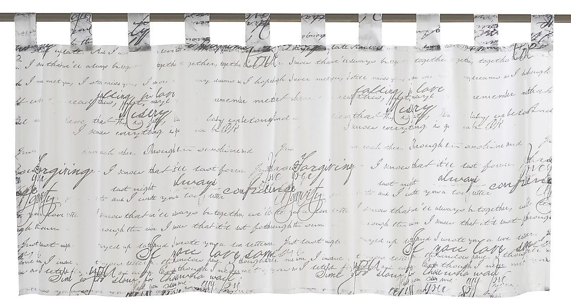ELBERSDRUCKE Scheibengardine Bistrogardine Loveletter weiß-schwarz 48x140 günstig online kaufen