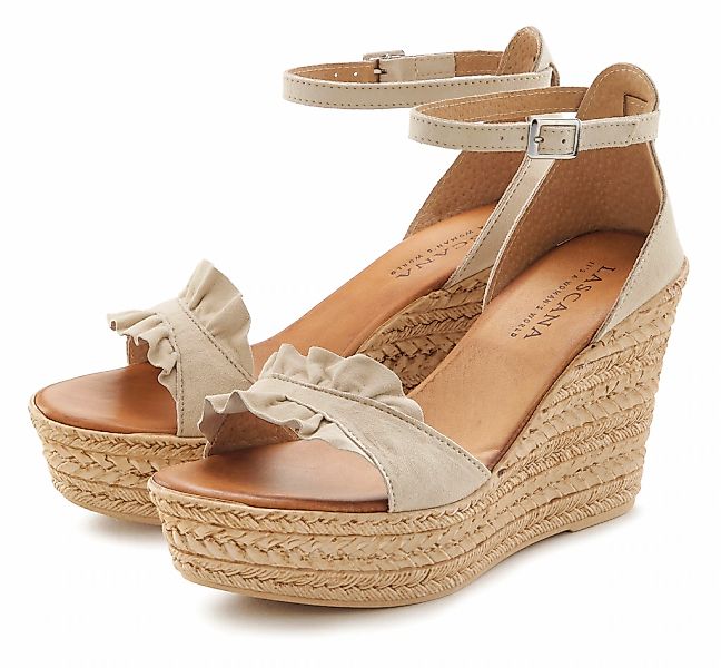 LASCANA Sommerschuh Sandalette Sandale, Sommerschuh aus Leder mit Keilabsat günstig online kaufen