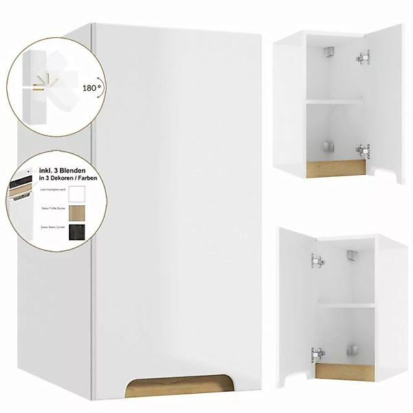 Lomadox Unterschrank SOFIA-107 Badezimmer drehbar um 180° in weiß Hochglanz günstig online kaufen