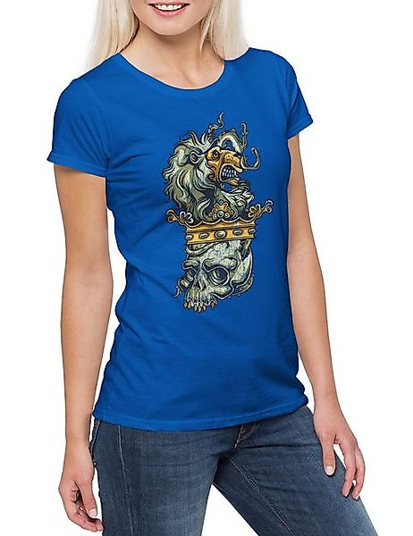 Urban Backwoods Print-Shirt Lion Crown Skull Damen T-Shirt Löwe Schädel Sku günstig online kaufen