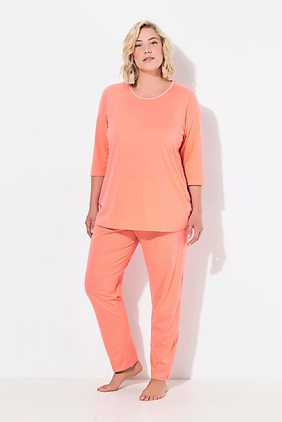 Ulla Popken Pyjama Schlafanzug Punkte Rundhalsausschnitt günstig online kaufen