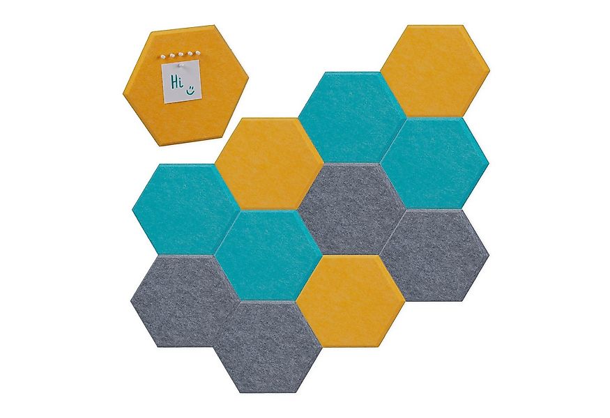 relaxdays Pinnwand Bunte Filzpinnwand Sechsecke 12er Set günstig online kaufen