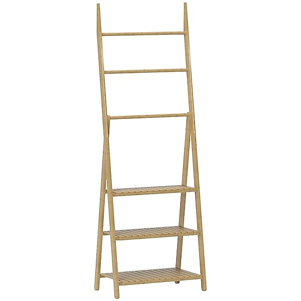 HOMCOM Badregal, Badezimmerregal mit 3 Ebenen, Aufbewahrungsregal aus Bambu günstig online kaufen