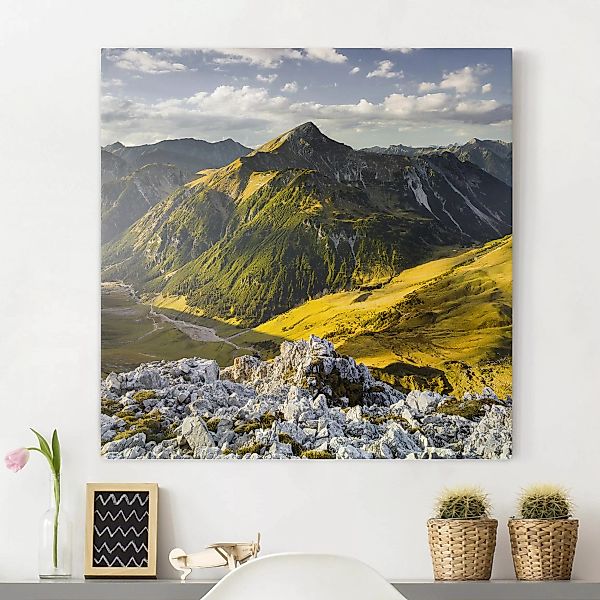 Leinwandbild Berg - Quadrat Berge und Tal der Lechtaler Alpen in Tirol günstig online kaufen